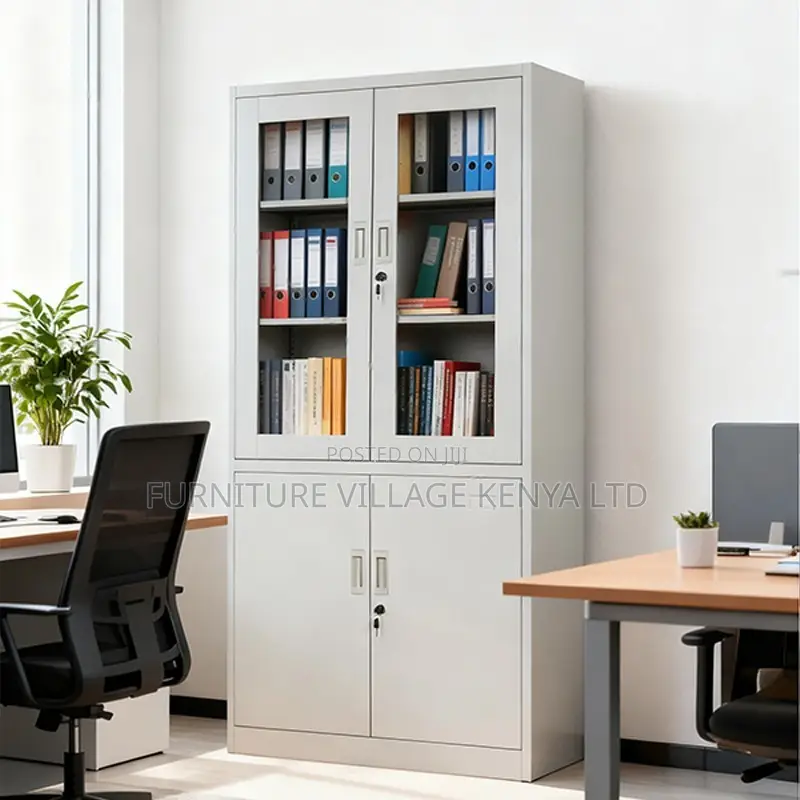 Office Cabinet; 2-door Half Glass Filing Office Cabinet
