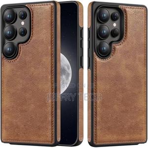 Brown Full Hard Soft Pu Leather Case for Samsung Galaxy S25 Ultra - thumbnail 2