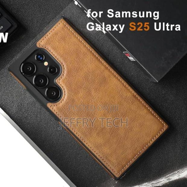Brown Full Hard Soft Pu Leather Case for Samsung Galaxy S25 Ultra - thumbnail 4
