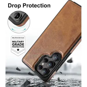 Brown Full Hard Soft Pu Leather Case for Samsung Galaxy S25 Ultra