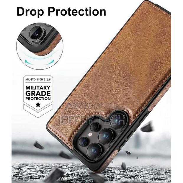 Brown Full Hard Soft Pu Leather Case for Samsung Galaxy S25 Ultra - thumbnail 5