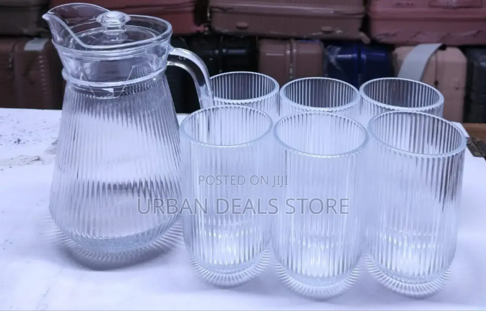 Water Set 
1.3 LTRS Jug
 Ribbed Glasses
Available
