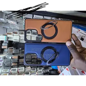 Samsung Galaxy S25 Ultra Magnetic Leather Back Cover With Stand