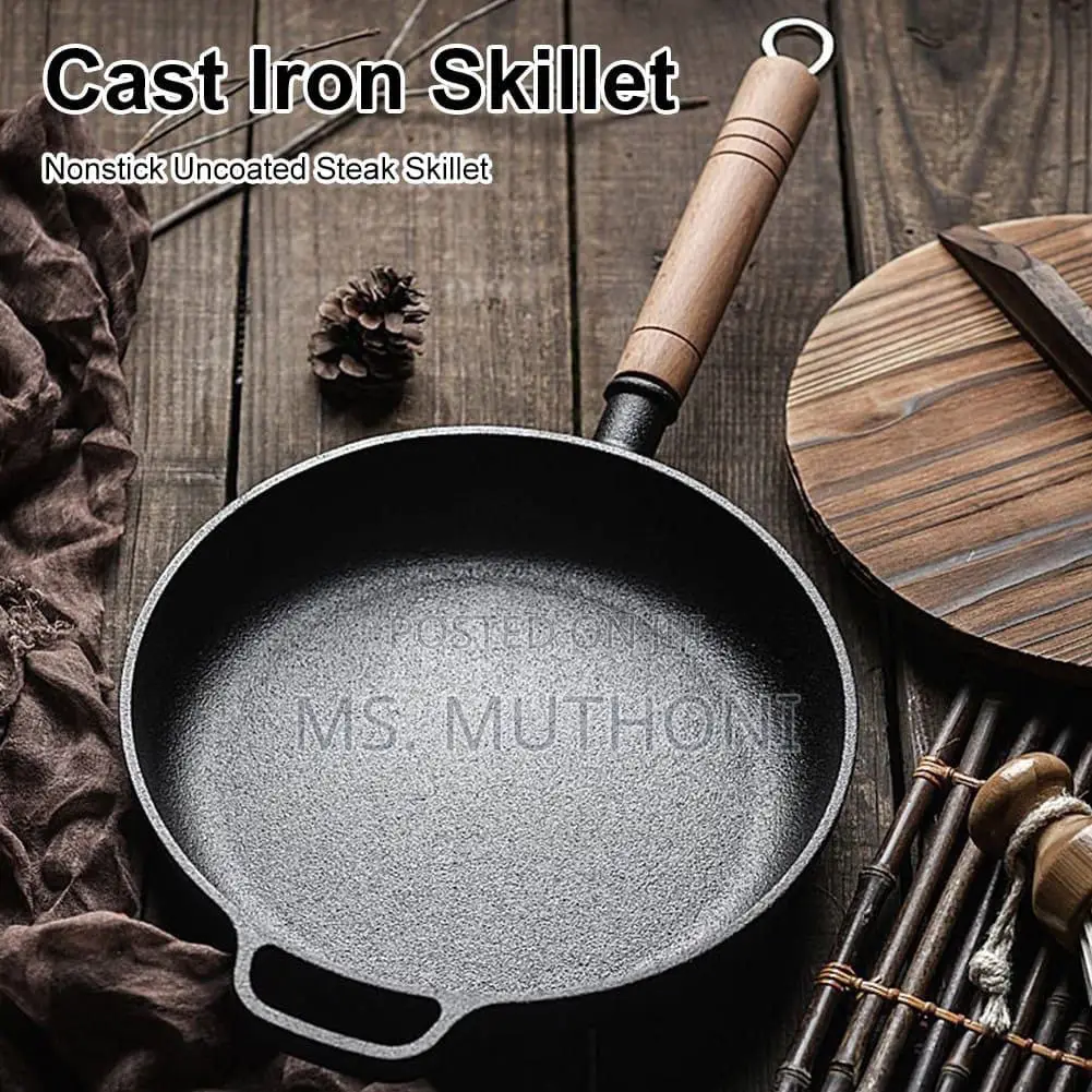 25 Cm Versatile Cast Iron Frying Pan With Bamboo Lid