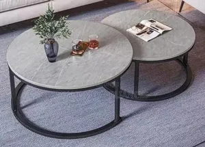 Modern Luxury 2in1 Pure Marble Nesting Tables With Black Stand