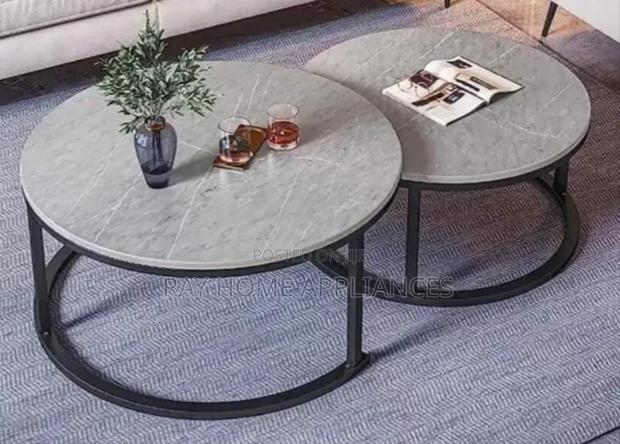 Modern Luxury 2in1 Pure Marble Nesting Tables With Black Stand