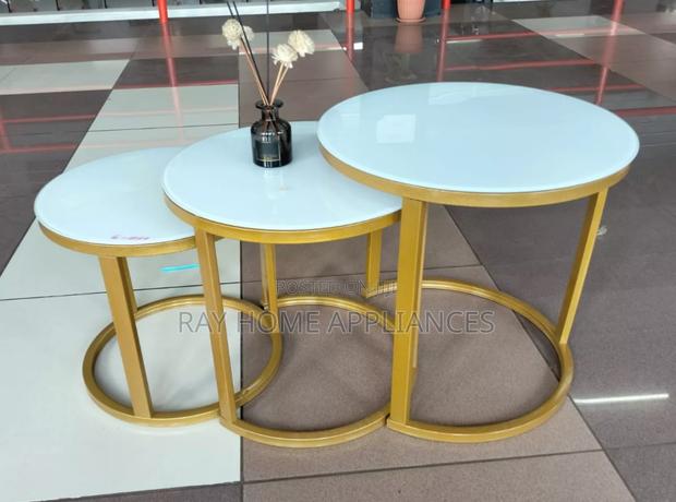 3 in 1 Executive Glass Effect Marble Table