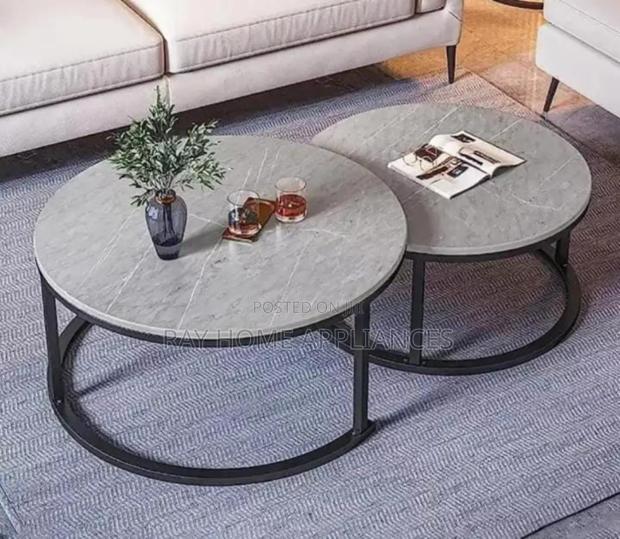 2in1 Pure Marble Nesting Tables With Black Stand - main view