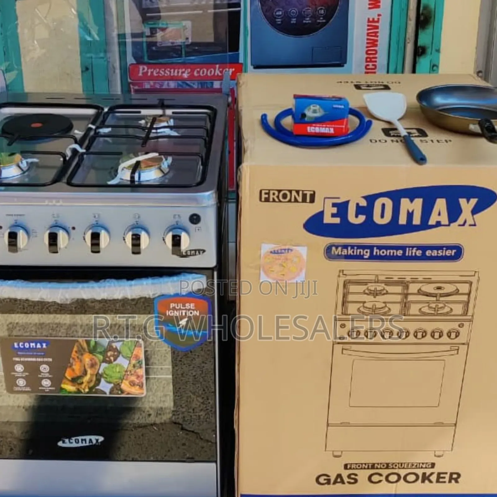 3+1 Ecomax Gas Cooker 50*55cm + Free Gas Kit Utensils