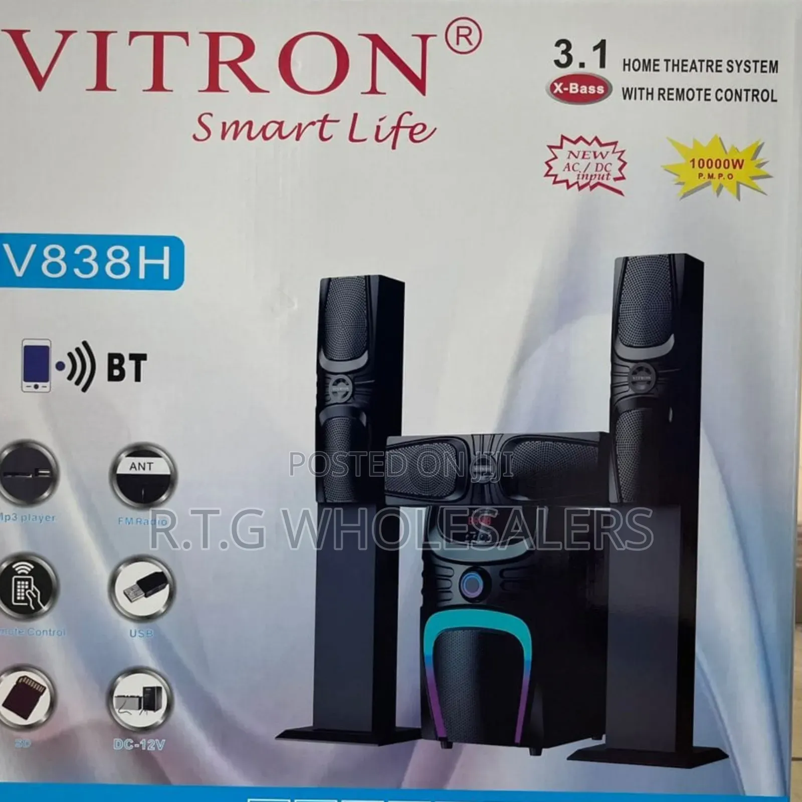 Vitron V838h 3.1 Tall Boy Subwoofer – Powerful Bass Speaker