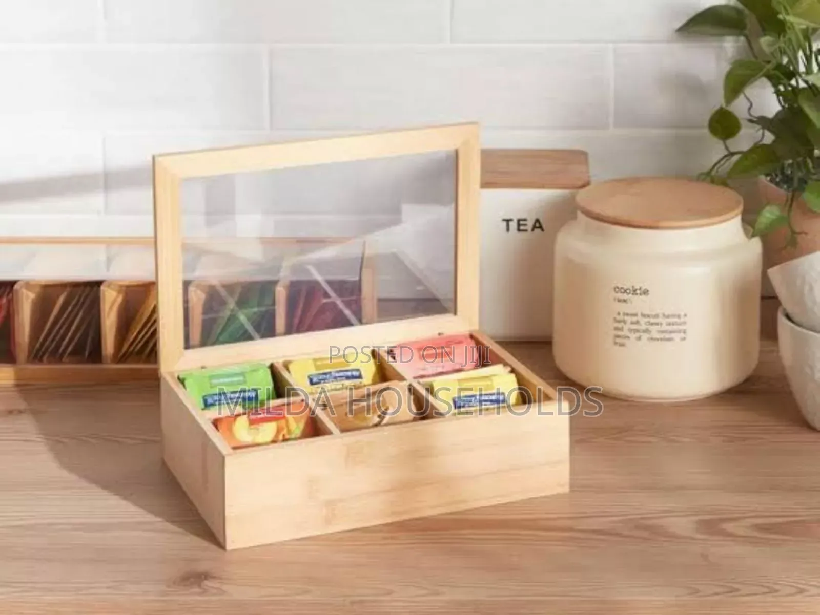 6 Slots Bamboo Wooden Teabag Organiser