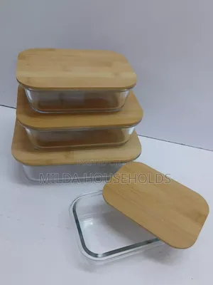 4 in 1 Snack Storage Box Set Wooden Top Lid