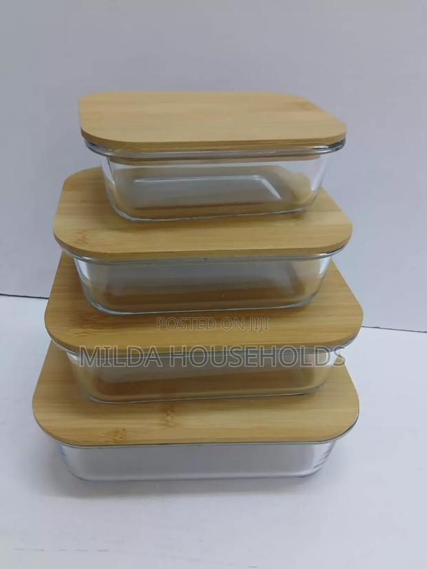 4 in 1 Snack Storage Box Set Wooden Top Lid