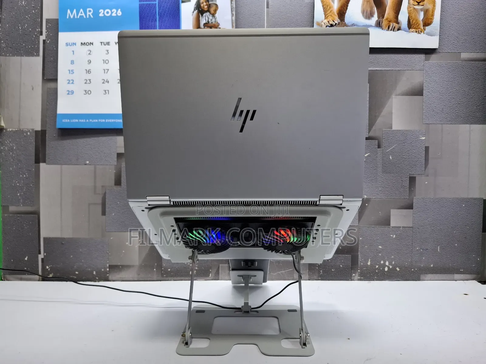 Dual Laptop And Mobile Stand, Foldable Aluminum Riser With Heat-vent