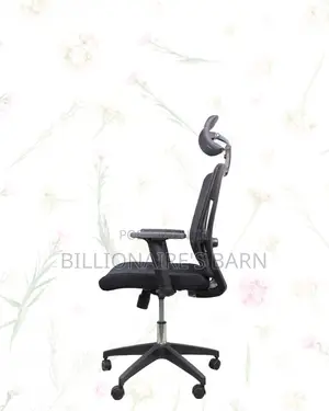 Black Mesh Office Chair Ergonomic Headrest With Nylon Base Adjustable