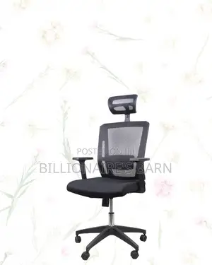 Black Mesh Office Chair Ergonomic Headrest With Nylon Base Adjustable