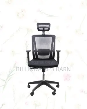 Black Mesh Office Chair Ergonomic Headrest With Nylon Base Adjustable