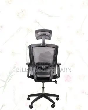 Black Mesh Office Chair Ergonomic Headrest With Nylon Base Adjustable