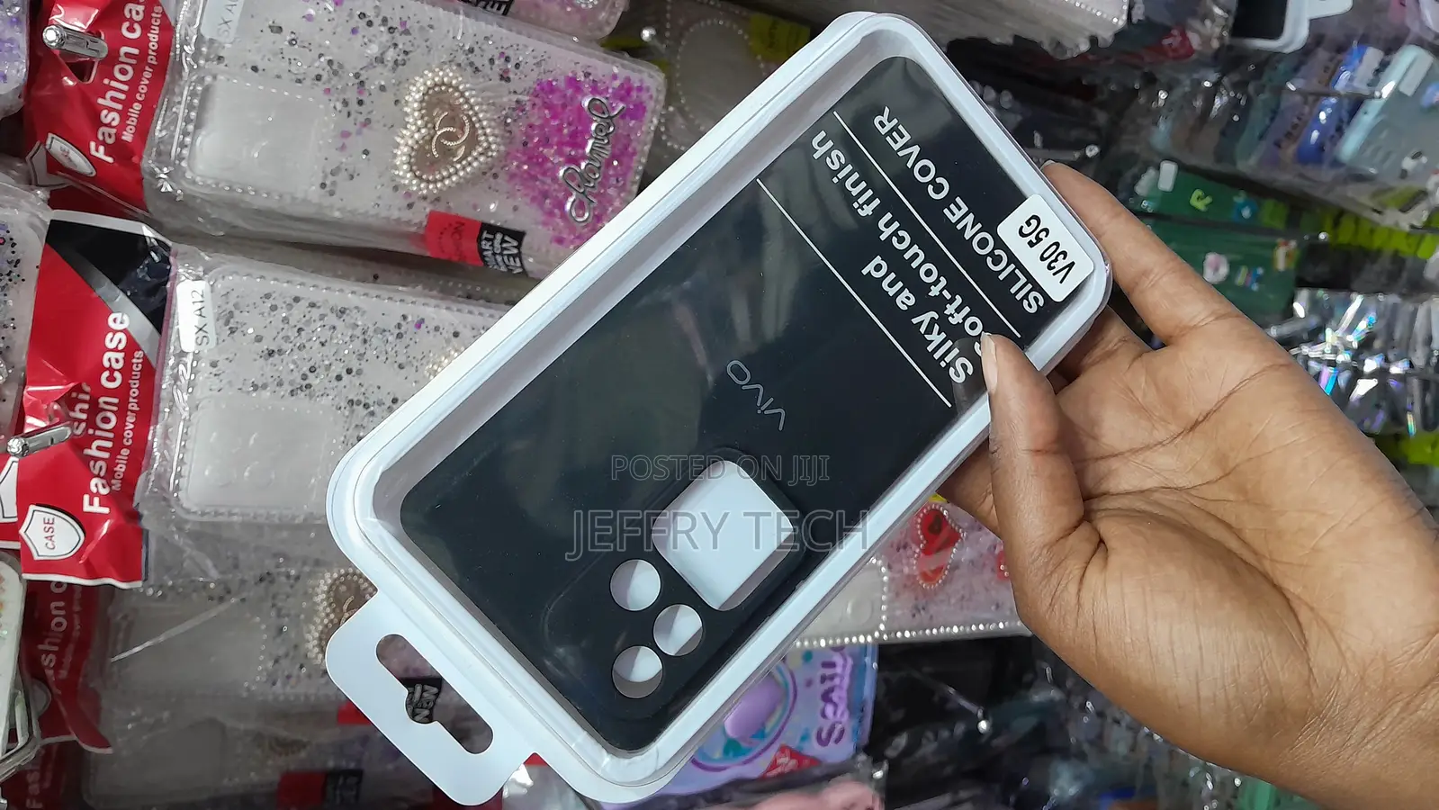 Wecko Silicone Case With Cloth Linning for Vivo V30 -Black