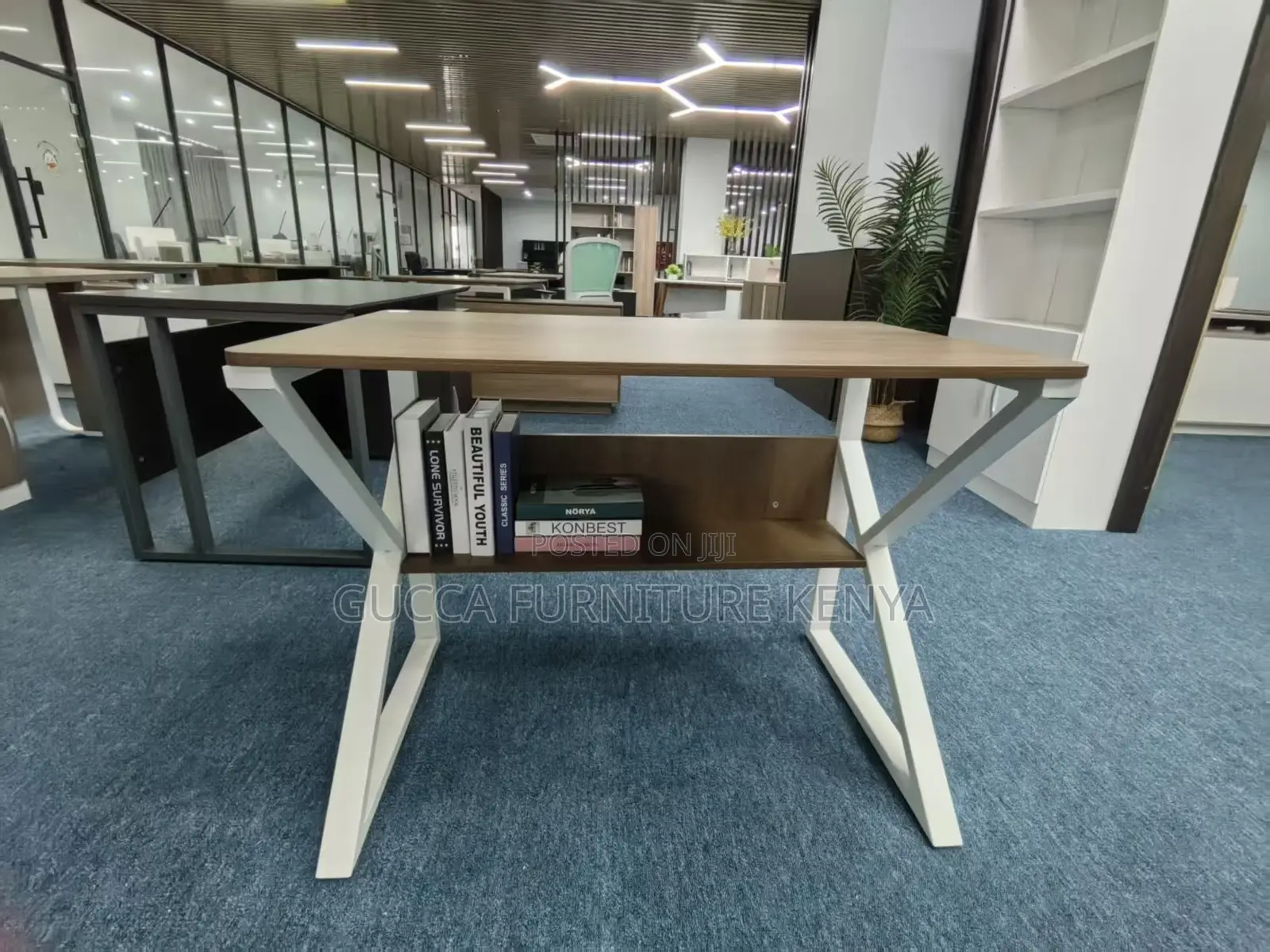 Customized Clerical Study Desk With Bookshelf