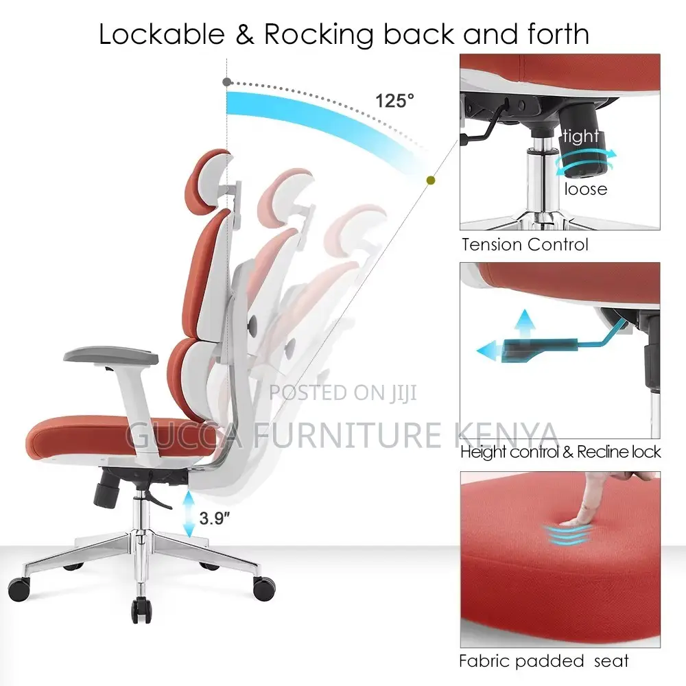 Orange Modern Orthopedic Executive Office Chair
