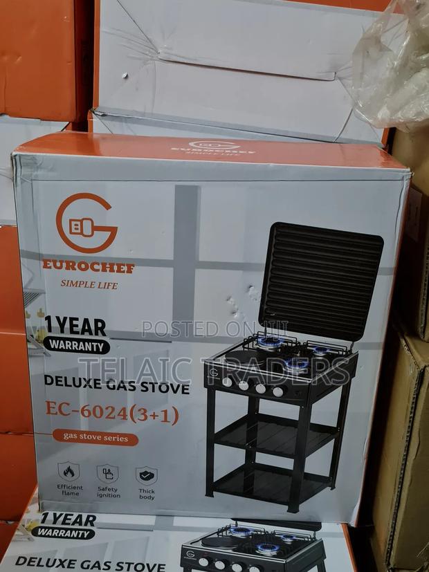 Eurochef 3 Gas +1 Electric Standing Cooker With Shelves