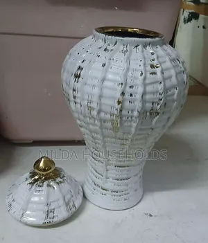 Ceremic Gold-Plated White Vase-Ginger