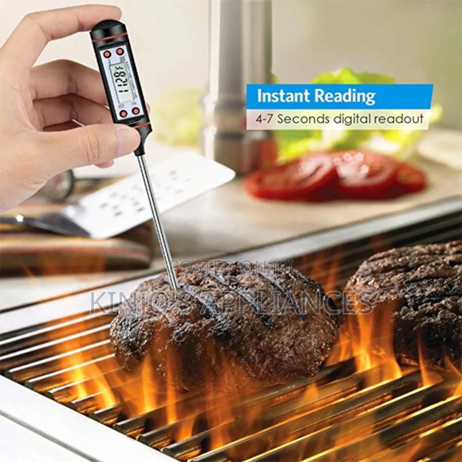 Digital Food Thermometer Battery Operated With Led Display.