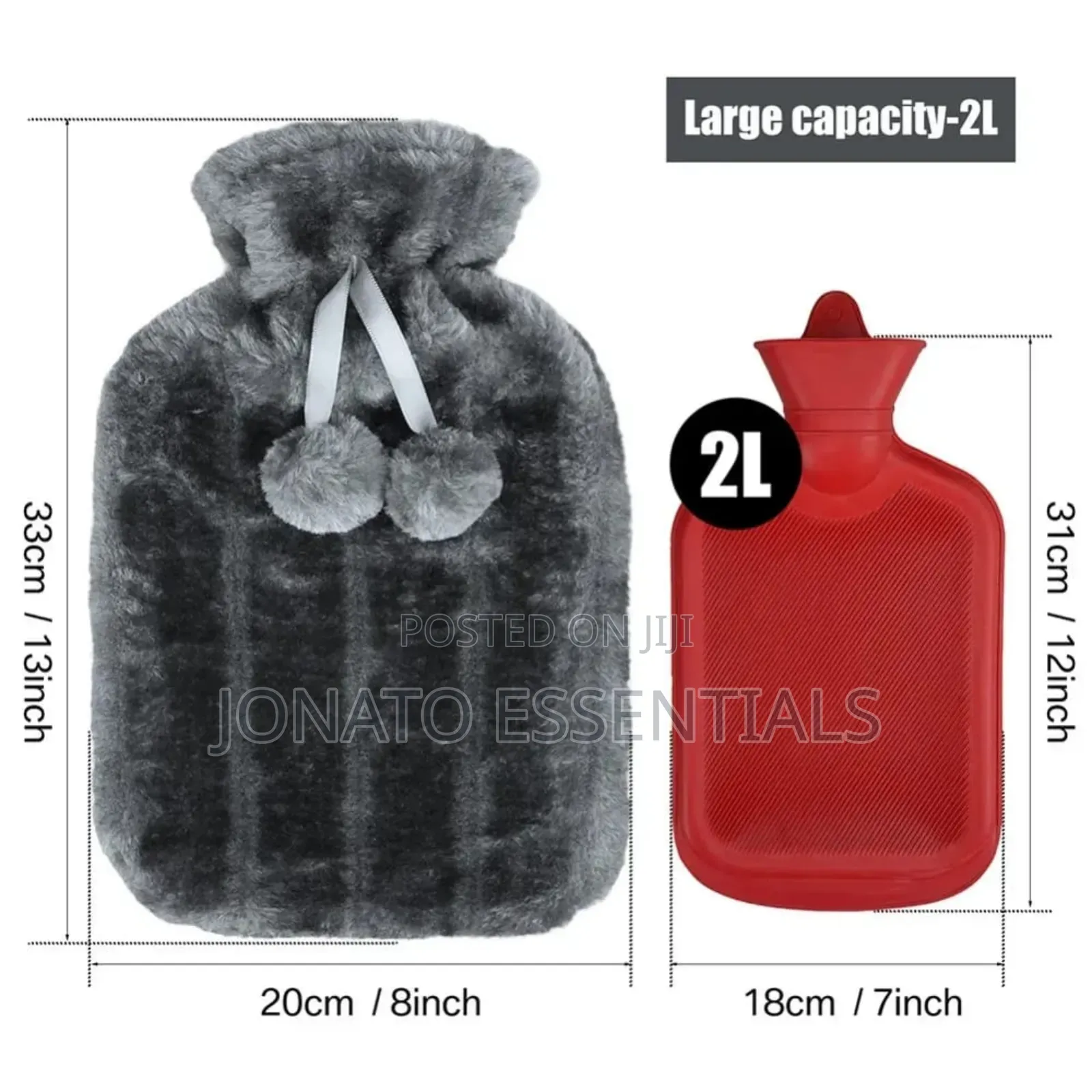 2l Hot Water Bottle With Soft Plush Fur Cover - Period Cramp Relief