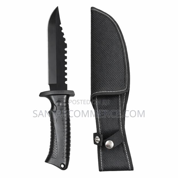 Serrated Tactical Survival Knife With Protective Sheath - main view