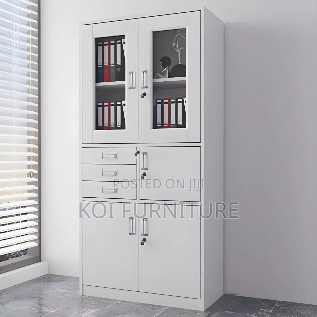 Office Cabinet; 2-Door Metallic Office Cabinet With Safe