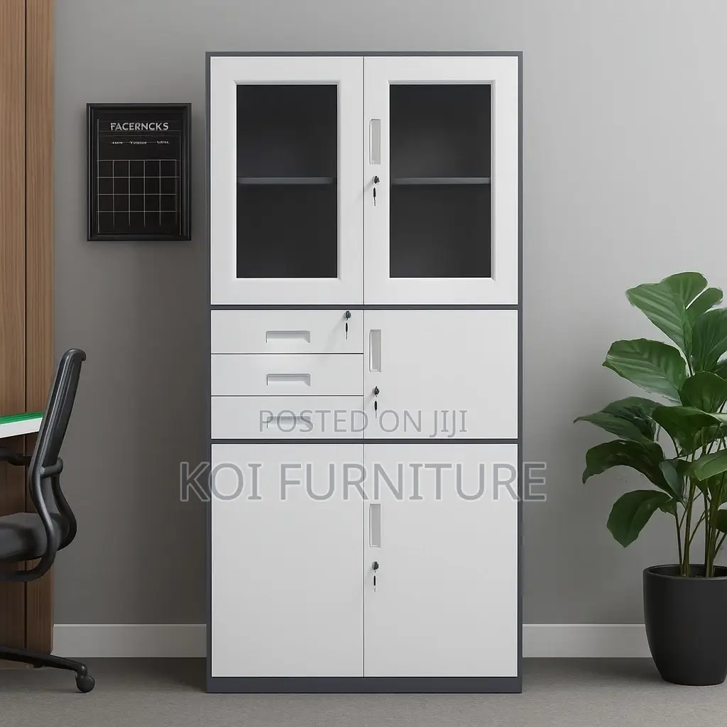 Office Cabinet; 2-Door Metallic Office Cabinet With Safe