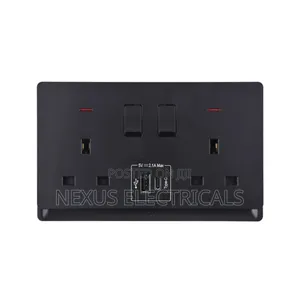 Double Socket With Usb-a Type-C – Black Finish