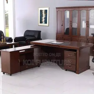 Office Desk; 160cm Mahogany Office Desk With Side Drawers