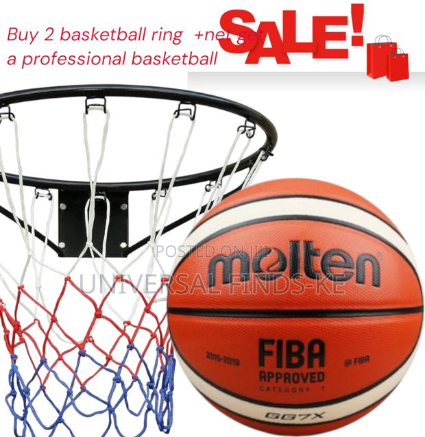 Premium Basketball Ring With Net + Molten Gg7x Size 7 Basketball Combo