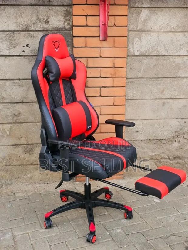 Reclining Red Adjustable Gaming Chair - main view