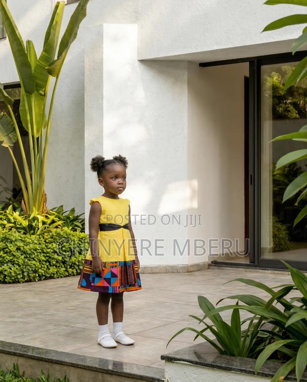 Yellow Girls Front Pleat Dress
