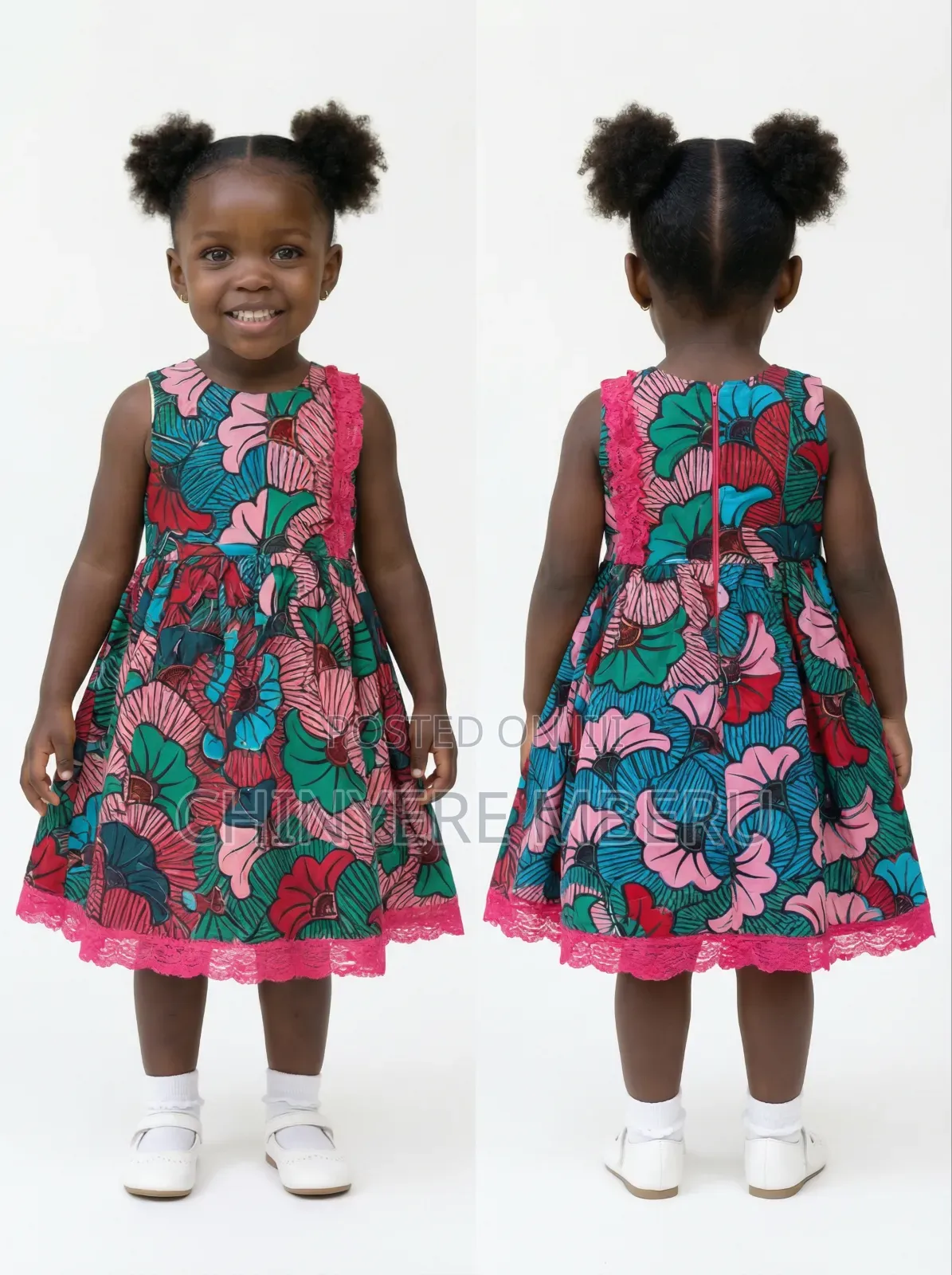 Ankara Gathered Girls Dress