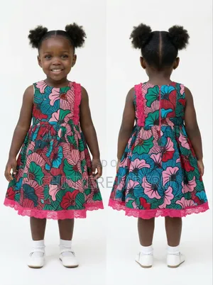 Ankara Gathered Girls Dress