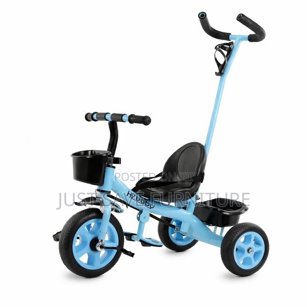 Kids Tricycle With Parent Push Handle, Basket Storage– Strong Safe - main view