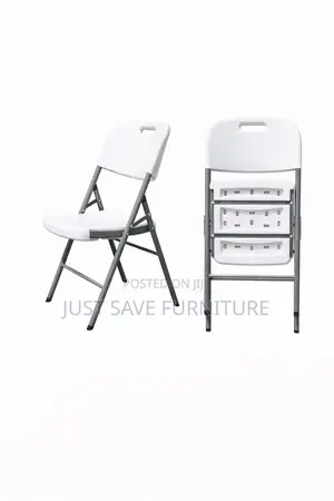 Durable White Folding Chair – Strong Plastic Seat Metal Frame
