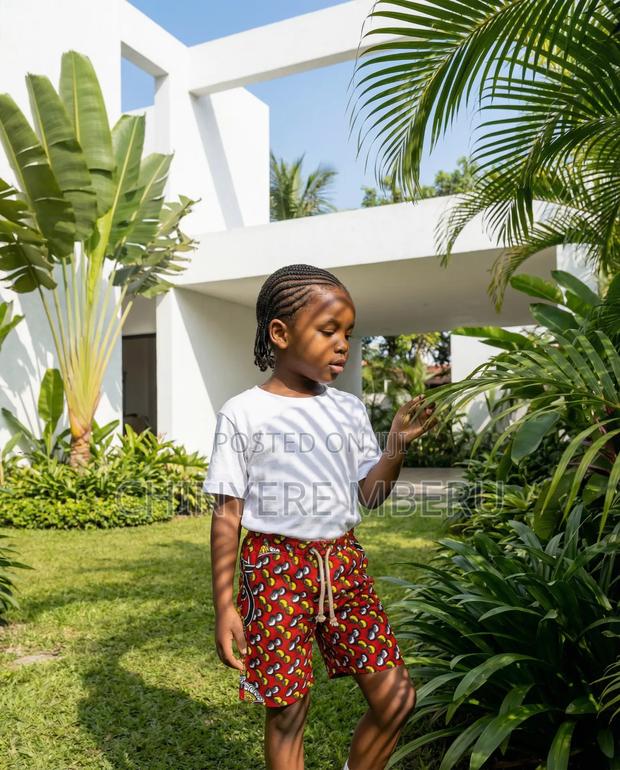Red Ankara Children's Shorts - thumbnail 2