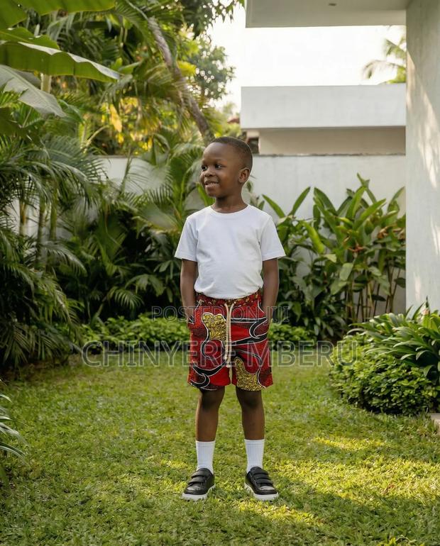 Red Ankara Children's Shorts - thumbnail 3