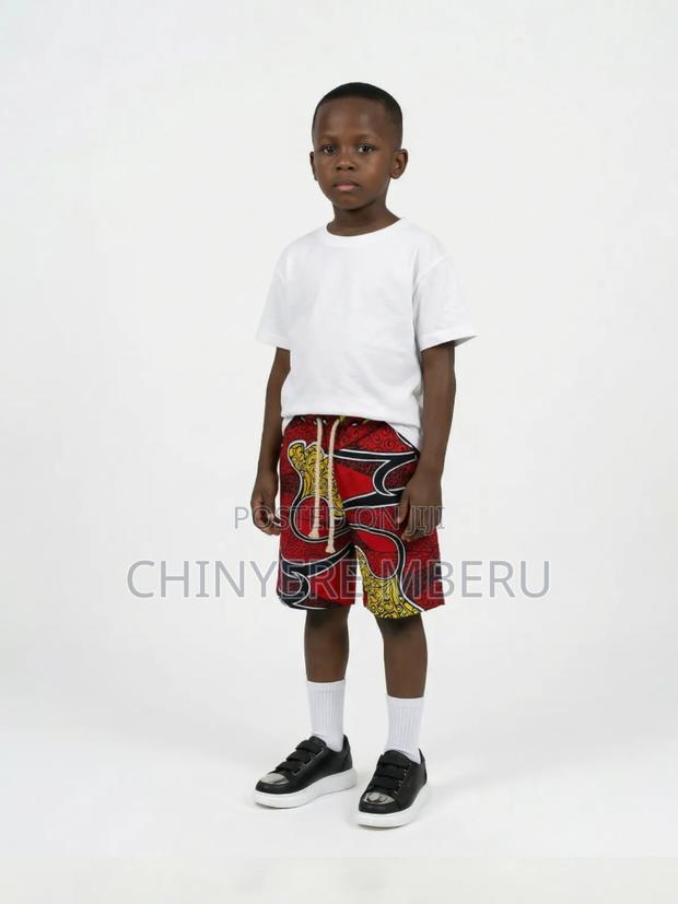 Red Ankara Children's Shorts - thumbnail 5