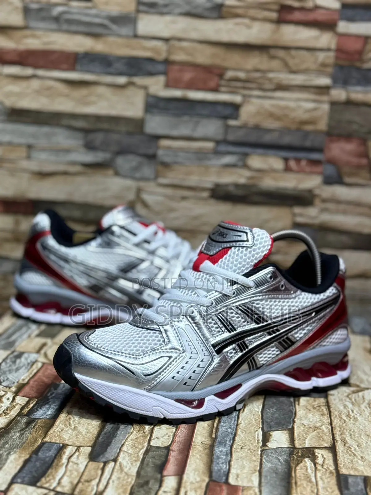 New Asics Gel-Kayano 14 in the White and Classic Red Colorway.