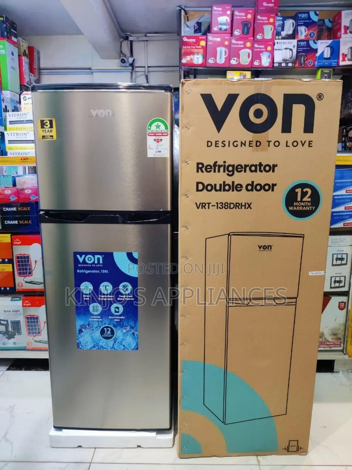 Von 138litres Double Door Fridge