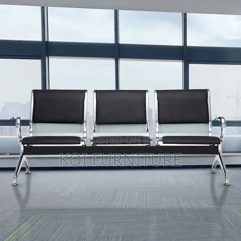 Office Bench; 3-Link Padded Office Waiting Bench
