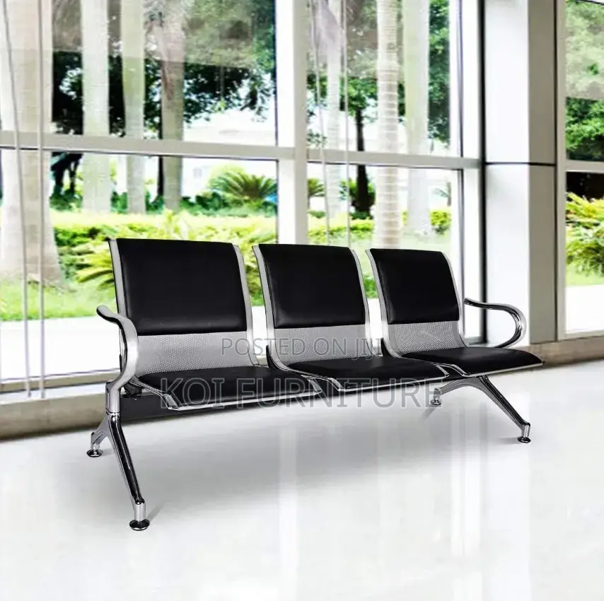 Office Bench; 3-Link Padded Office Waiting Bench
