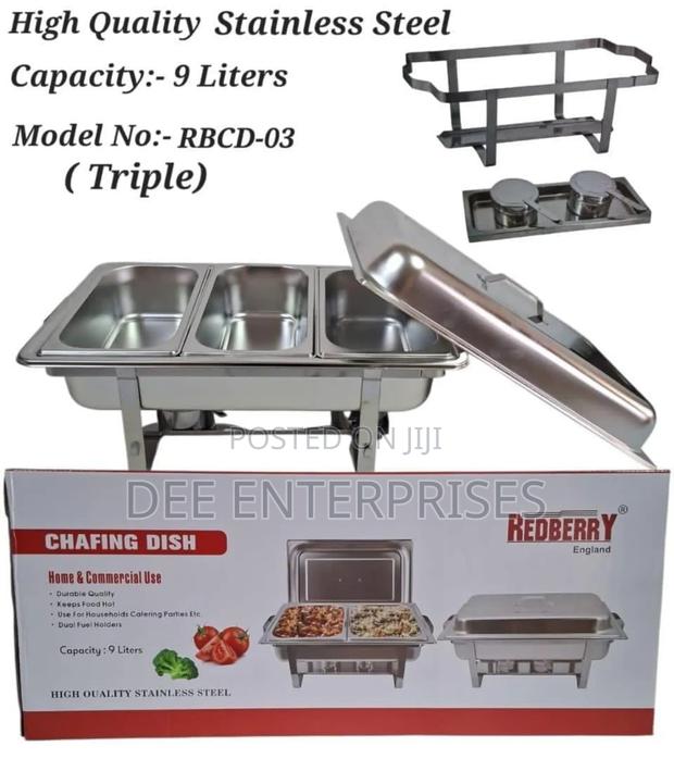 Redberry 9 LTR Triple Chafing Dishes