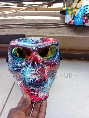 Neon Splatter Skull Mask – Windproof & Dustproof Biker Face Mask - main view